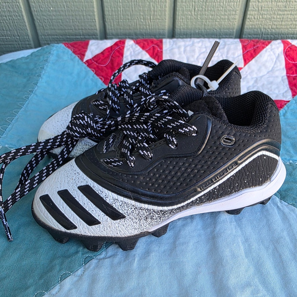 Adidas Baseball Cleats Kids 10K Black White Three Stripe Life